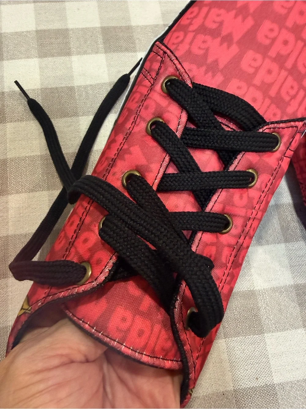 Women’s Red Mafalda Character Sneakers, Size 10.5